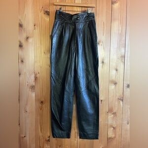 Vintage 90s high waist pleated leather pants Italy